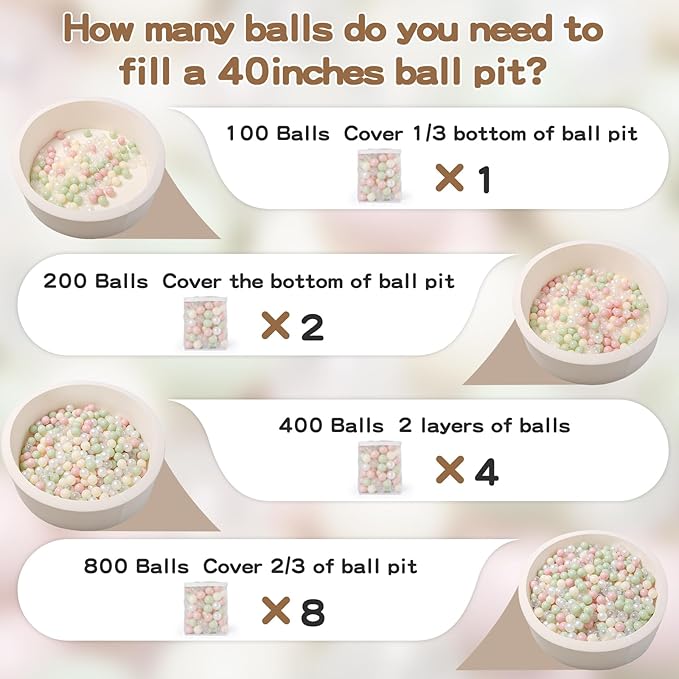 GOGOSO Ball Pit Balls 100, Soft Plastic Balls for Kids Play Pin Balls Babies Toddlers Children for 1 2 3 4 5 7 8 Years Old,5 Green Colors,2.2nches