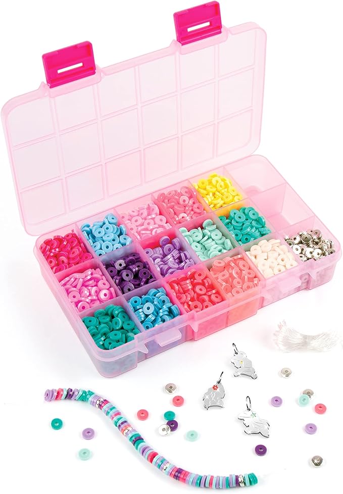 Disney Princess: Royal Rounds: Heishi Beads Charms Set - 2675 Pieces, Make It Real, Beads & Storage Container, 3 Princess Charms, Moana Belle Arielle, Tweens & Girls, Jewelry Kit, Ages 8+
