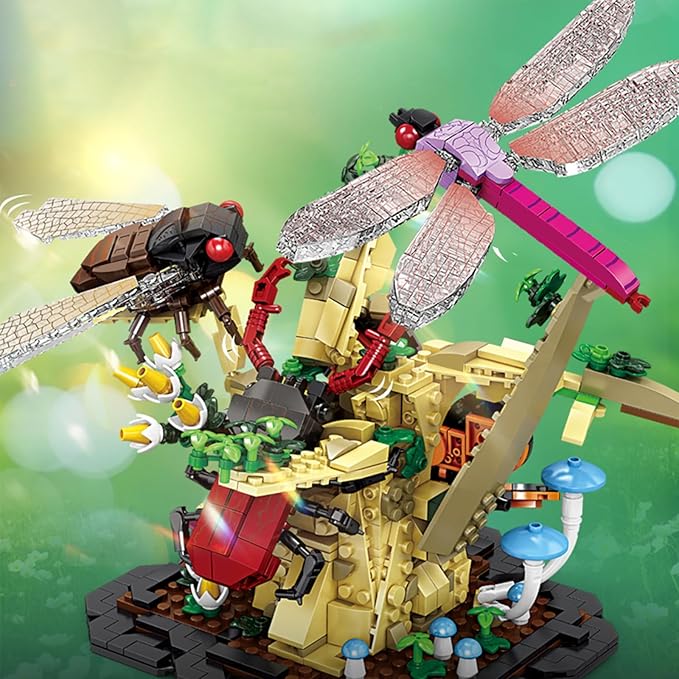 Toy Building Set, The Insect Flowers Collection 6 in 1 Model Kit Bricks Set, Creative Insects Building Block Sets, Hobbies Christmas Birthday Gift for Nature Lovers Adult Kids Boys Girls 8+
