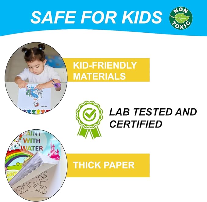 Paint with Water Books for Kids Ages 4-8 - Watercolor Painting Kits - Princess Unicorn Arts and Crafts for Girls 3 4 5 Year Old - Water Coloring Book Craft Kit - Little Girl Art Gifts Mess Free Set