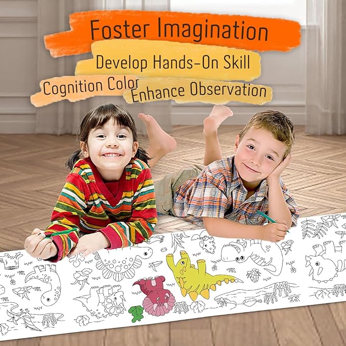 Large Size Coloring Paper Roll for Kids, Toddler Drawing Paper Roll,DIY Sticky Wall Painting Color Filling Paper,Creative Early Educational Toys for Toddlers 120 * 15 Inch (Animal)