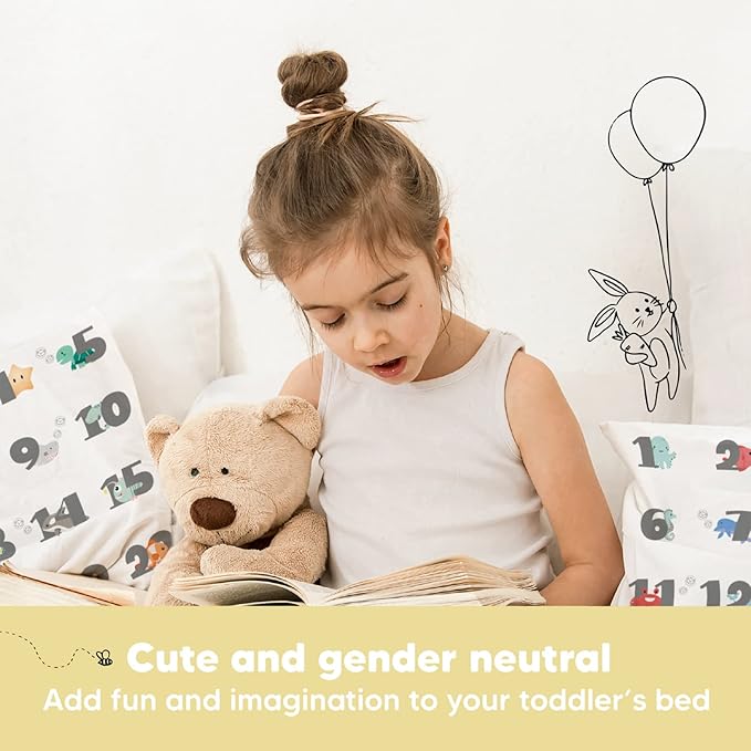 Toddler Pillow with Pillowcase - 13x18 My Little Dreamy Pillow, Organic Cotton Toddler Pillows for Sleeping, Kids Pillow, Travel Pillows, Mini Pillow, Nursery Pillow, Toddler Bed Pillow (Kea123)