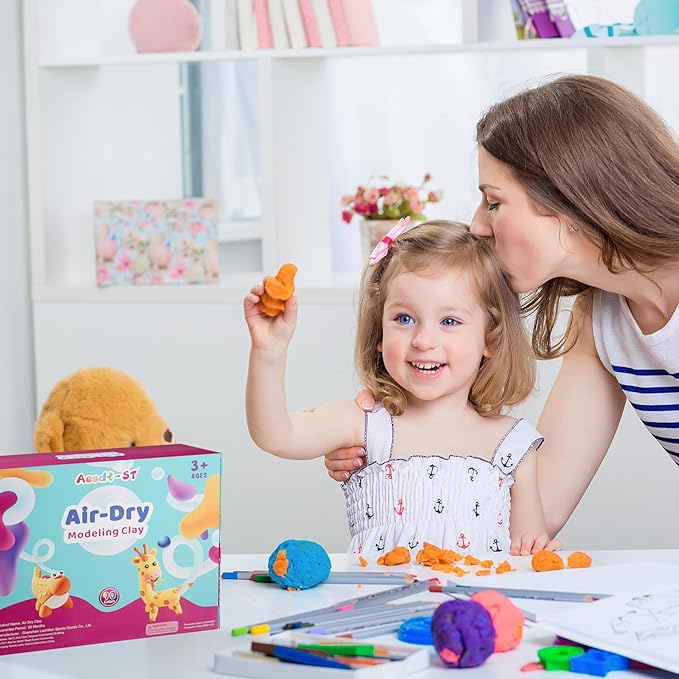Air Dry Clay 90 Colors, Modeling Clay for Kids, DIY Model Magic Clay, Molding Clay Kit with Sculpting Tools, Non-Sticky Soft and Super Light, Arts and Crafts Gift for Boys Girls Kids.