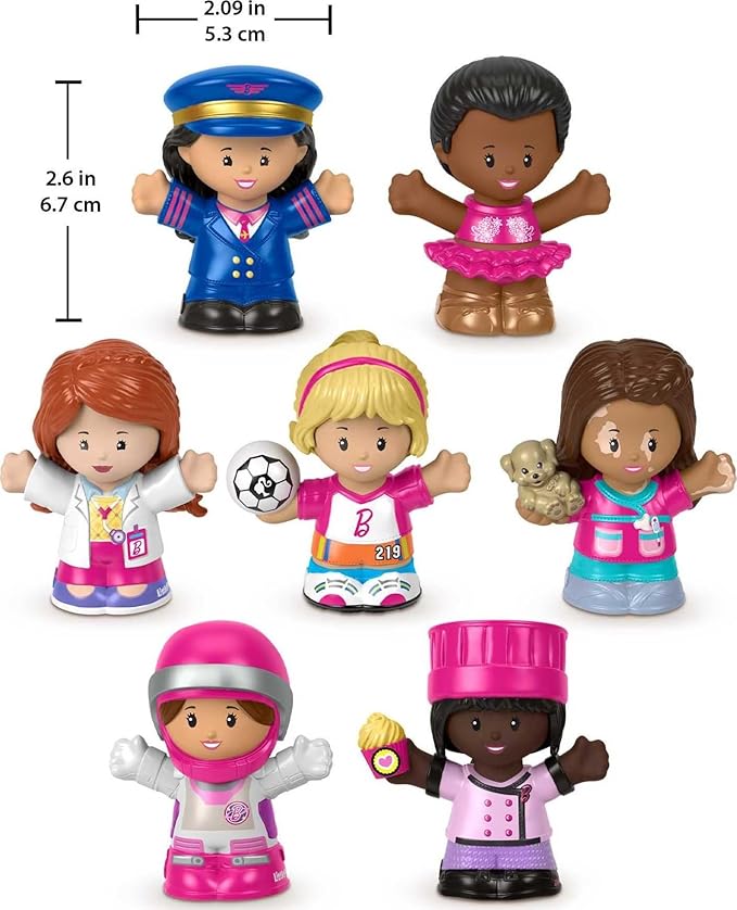 Fisher-Price Little People Barbie Toddler Toys, You Can Be Anything Figure Pack, 7 Characters for Pretend Play Ages 18+ Months (Amazon Exclusive)