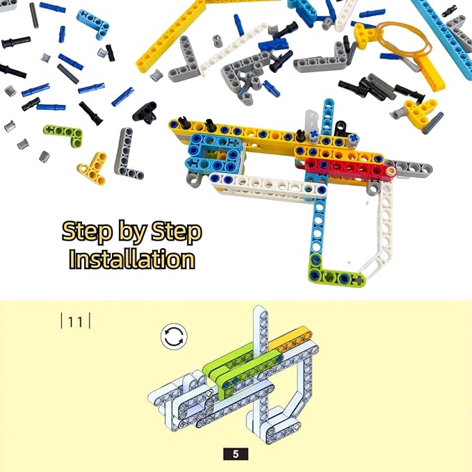 Toy Gun Building Blocks Blaster Assembly Toy Erector Sets Mini Gun Model Kit Construction Set, DIY Nerf Gun Blasting Splicing Brick for Kids Ages 6+ Building Toy for Boys and Girls (HMG120)