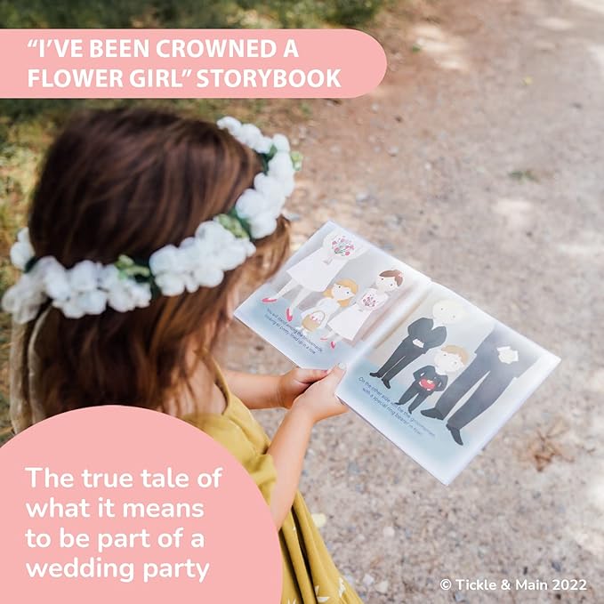Tickle & Main Flower Girl Gift Set, Flower Girl Proposal, Book with Floral Crown Headband Headpiece in Adorable Gift Box