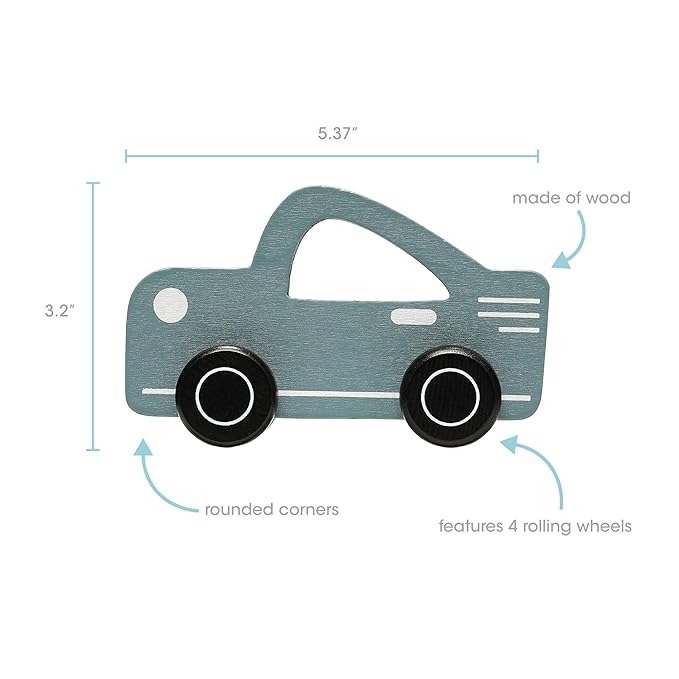 Pearhead Wooden Toy Car, Push and Pull Montessori Baby and Toddler Toy, Gender-Neutral Push Toy, Baby Girl or Baby Boy Nursery Accessory