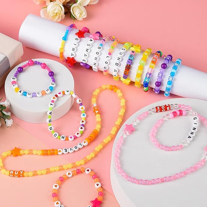 Lreyrous Colorful Letters Beaded Personalized Bracelet Toy Making kit 600PCS, Educational DIY Creative, Girls Party Birthday Gift for Children Over 6 Years Old