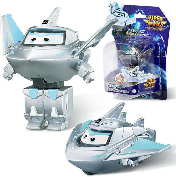 Super Wings Transformer Toys, 2 in Traver Robot Transformer Action Figures, 2-in-1 Mode Robot Transformer Toys for Boys Girls 4-6 6-8, Fun Plane Toys for Boys Toddlers Kids Age 3 4 5 6 7 8
