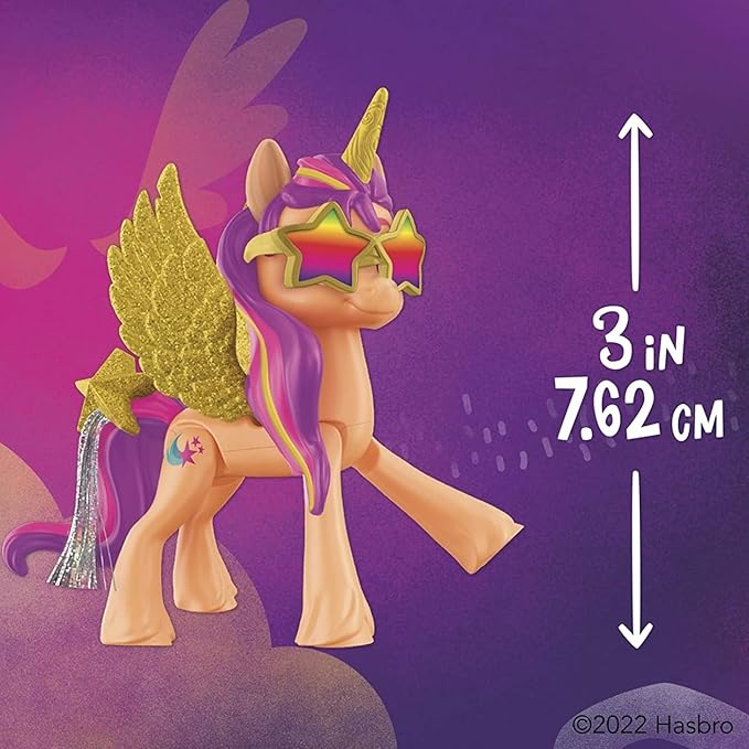 My Little Pony: A New Generation Movie Crystal Adventure Alicorn Sunny Starscout - 3-Inch Alicorn-Style Toy, Surprise Accessories, Bracelet