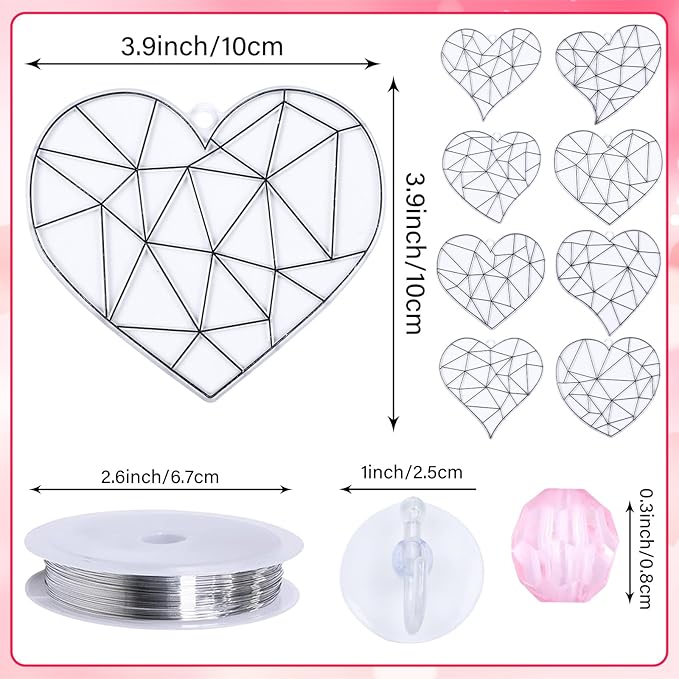Qyeahkj 32 Sets Valentine's Day Suncatcher Crafts Kit for Kids DIY Heart Window Paint Suncatcher Arts Crafts Valentines Window Ornament Decor for Valentine's Day Gift Classroom Art Project Gift Favor