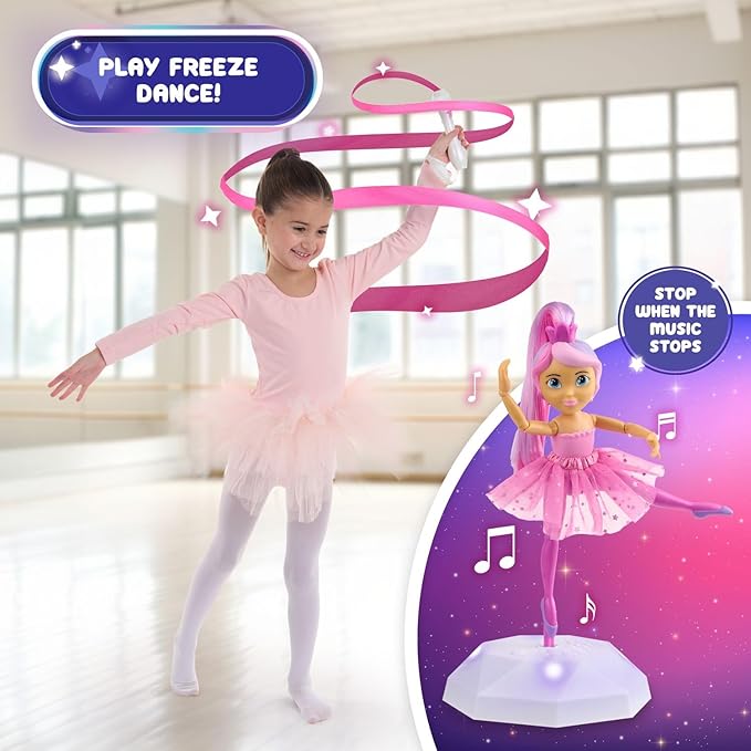 WowWee Twirl Along Dancing Doll, Lena Ballerina, with Wand and Light-Up Stage (Ages 3+)