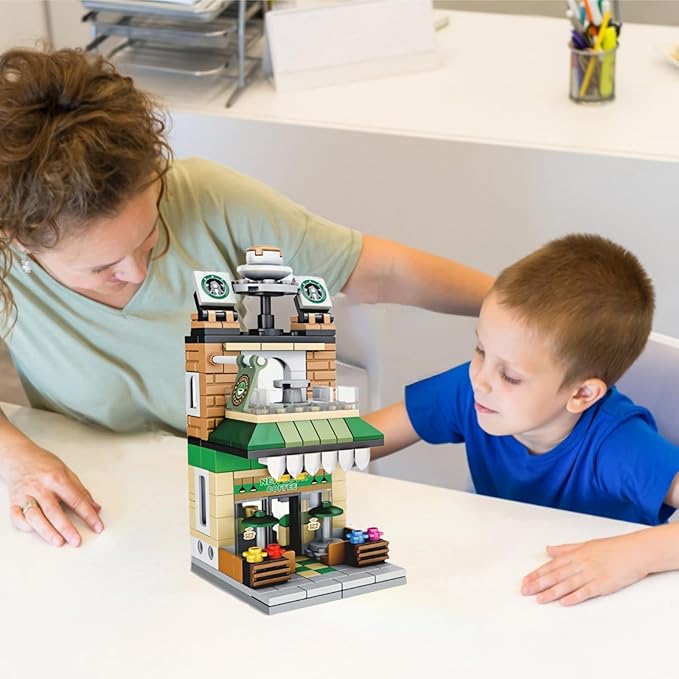 City Coffee Shop Street View Building Sets, Mini Cute Cafe House Building Blocks Toys Home Decor, Architecture Model Kit Ideas Gift for Adults,Boys Girls 8-14 Years (236 Pieces)