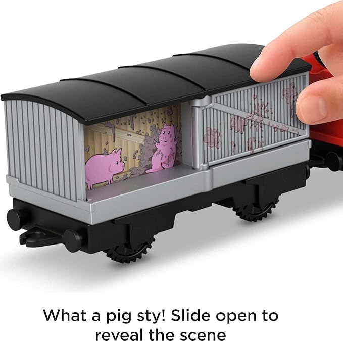 Thomas & Friends Motorized Toy Train Talking James Engine with Sounds Phrases & Coal Car for Preschool Pretend Play Kids Ages 3+ Years