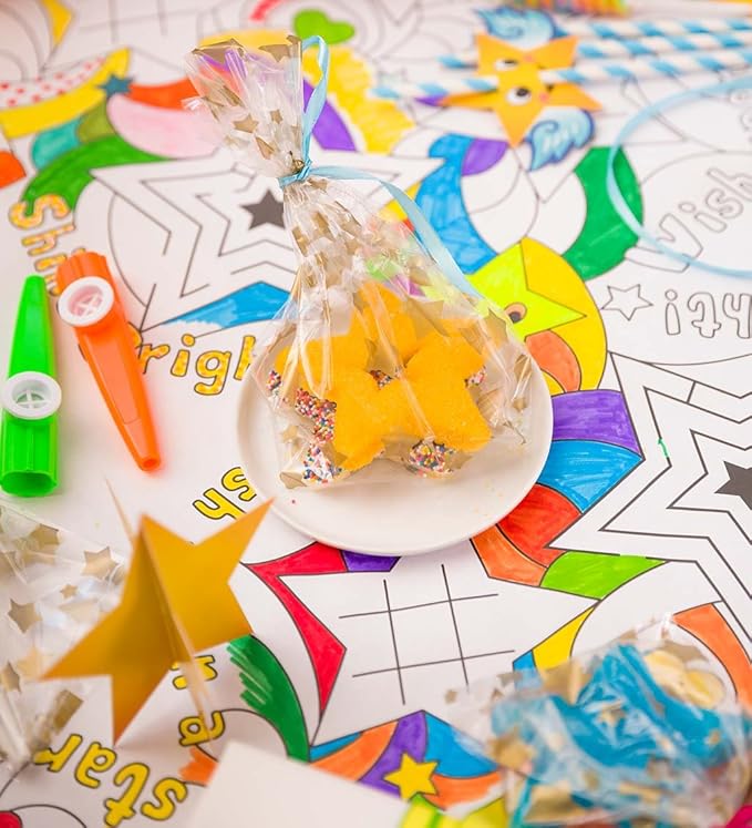 HearthSong Crafty Creations Star Bright Themed Party Supplies Decorating Kit - 241Piece - Tabletop & Hanging Decorations, Multicolor