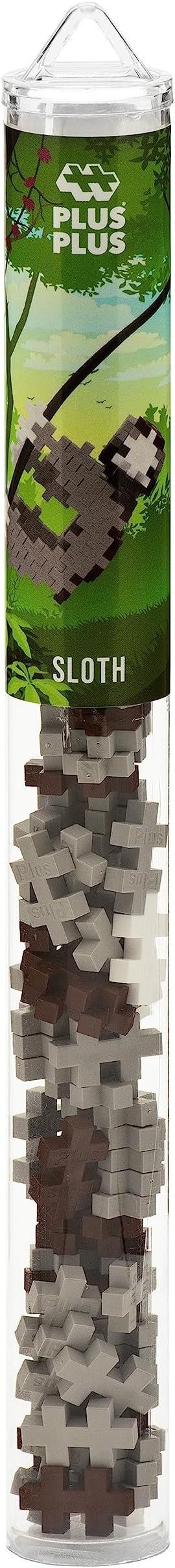 Plus Plus 3D Animal Figure Building Block Set, 70 Mini Interlocking Puzzle Pieces, Fun Stem Toys for Kids - Sloth Maker Tube