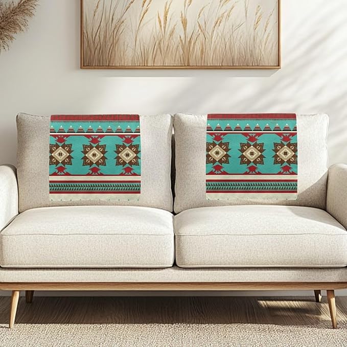 Navajo Aztec Sofa Headrest Covers Fabric Recliner Covers Pet Scratch Resistant Couch Headrest Covers Furniture Protector for Living Room 2 Pack