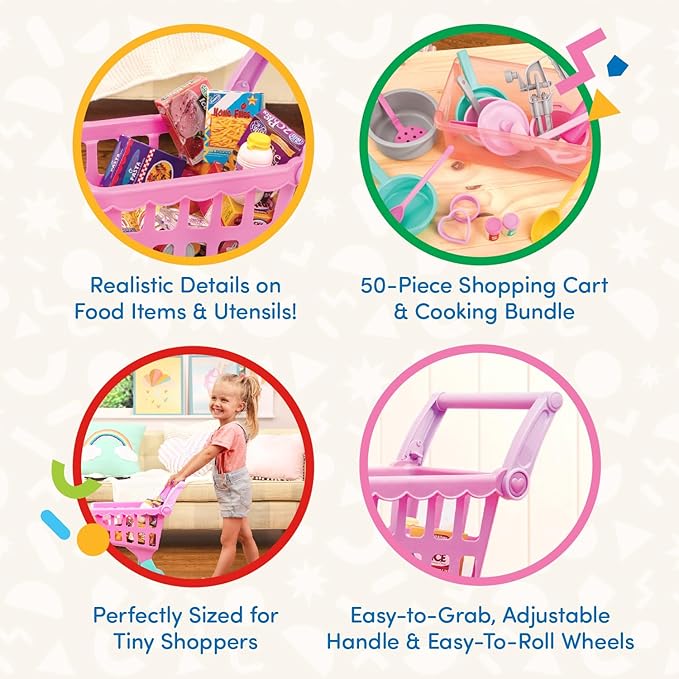 Battat- Play Circle- Shopping Cart & Grocery Set For Kids – Toy Food – Play Kitchen- Pretend Play- 3 years +