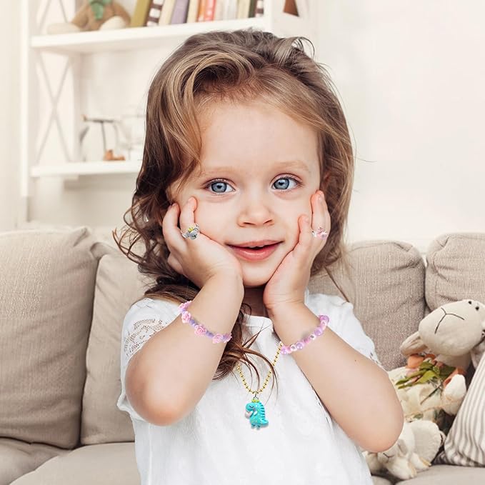 Toddler Girls Jewelry for 3 Year Old, Kids Play Jewelry Set for Little Girl Age 4-6, Children Dress Up Necklaces Childs Rings Bracelets for Toddlers Princess Ages 3+ 3-5 4 5 6 7 Years
