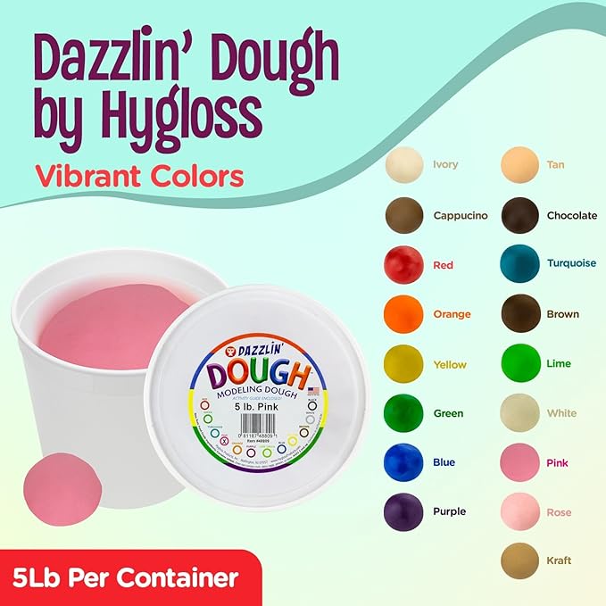 Hygloss Play Modeling Dough - Pink Dough Unscented - Safe & Non-Toxic for Kids Arts & Crafts - Party Favors - Classroom Supplies - 5lb