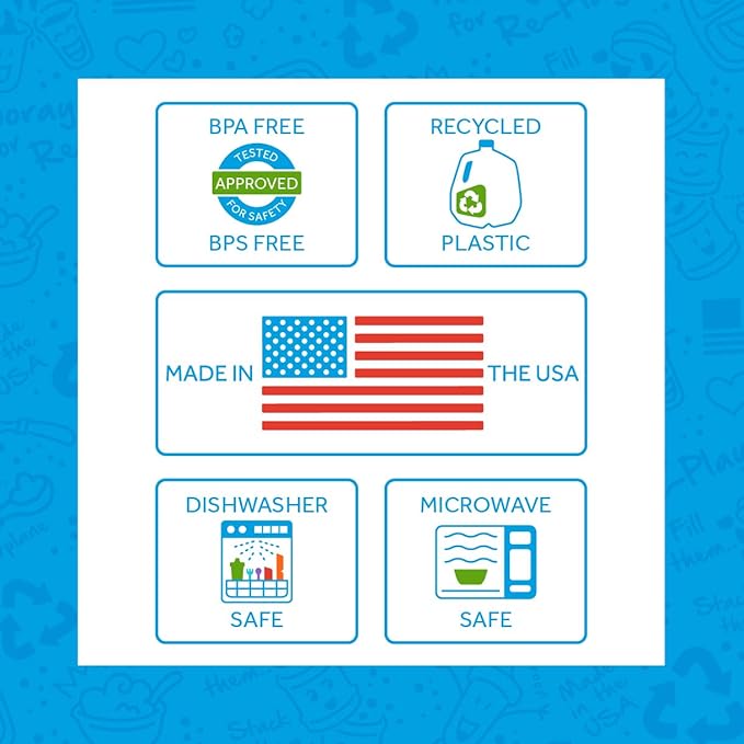 Re-Play Made in USA Toddler Forks and Spoons, Pack of 8 With Carrying Case - 4 Kids Forks with Rounded Tips and 4 Deep Scoop Toddler Spoons - 0.2" Thick Toddler Utensils with Case, Monochrome