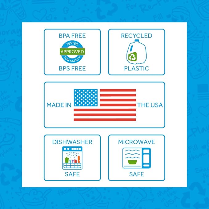 Re-Play Made in USA Toddler Forks and Spoons, Pack of 8 With Carrying Case - 4 Kids Forks with Rounded Tips and 4 Deep Scoop Toddler Spoons - 0.2" Thick Toddler Utensils with Case, Aqua Asst