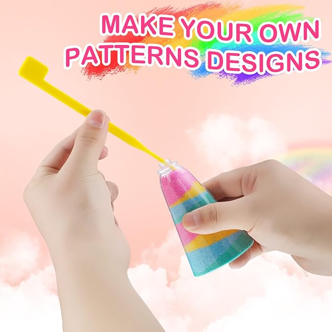 Deekin 24 Sets Sand Art Kits for Kids Create Your Own Clear Sand Art Bottles with Funnels and Sticks, DIY Colored Bottles Crafts for Boys Girls