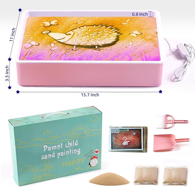 Light Table for Kids Manipulative | Sand Painting Light Box | Kids Light Table | Light Table Toys | Light Up Table for Kids | Sensory Light Table Accesories|3 Modes,10-Level Dimming16"(Pink)