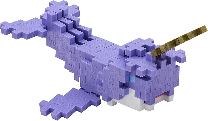 PLUS PLUS 3D Puzzle Building Block Set, 70 Mini Interlocking Pieces, Fun STEM Toys for Kids - Narwhal Mini Maker Tube