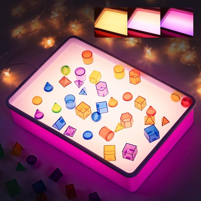 PreTrans Sand Painting Light Box – Kids’ Light Table for Creative Art, 3 Color Temperatures & 10 Brightness Levels, Classroom & Home Use - Purple