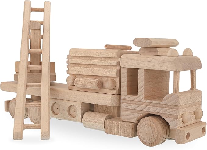 Wooden Fire Trucks - Fire Truck Toys for 3 Year Old Boys - DIY Handmade Toys - Realistic Toys for Boys - Preschool Toys & Preschool Learning Activities