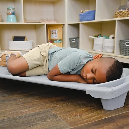 Children’s Factory SpaceLine Nap Cots, Kids Daycare and Preschool Sleeping Cot, Toddler Size, Gray