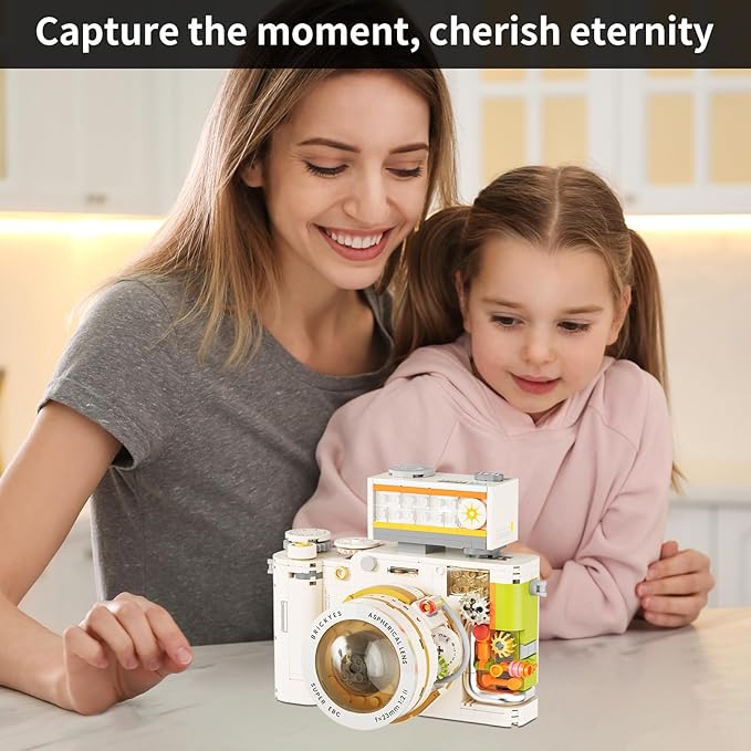 Retro Creative Camera Building Blocks for Adults,Semi Mechanical Puzzle Assembly Building Blocks Camera Toy,DSLR Camera Toy, 8 9 10 11 12