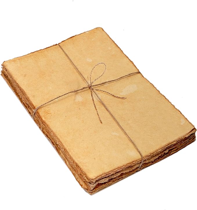 50 Pack Cotton Watercolor Paper with Deckle Edge 200 GSM Rough Textured Watercolor Paper for Writing Anique