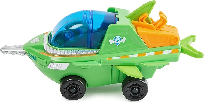 Paw Patrol Aqua Pups Rocky Transforming Sawfish Vehicle with Collectible Action Figure, Kids Toys for Ages 3 and up