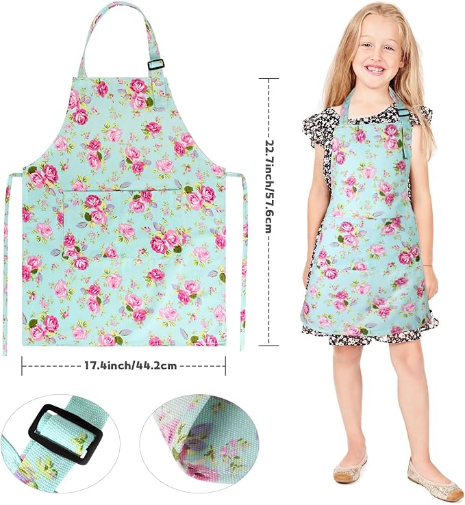 Kyson Girls Old Lady Costume for Kids 9 Pcs 100th Days of School Granny Wig Apron Outfit Halloween Dress Up Accessories