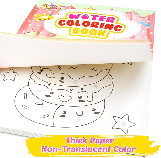 Water Coloring Books for Toddlers - Easter Basket Stuffers Watercolor Paint Book Drawing Art Paper for Kids Mess Free Craft Supplies kit Toy for Age 3 4 5 6 Valentines Birthday Gift(Food）