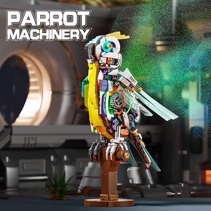 DAHONPA Parrot Building Blocks Set 688 Pieces, Half-Body Mecha Bird Animal Series Build Blocks Toy, Gift for Kid and Adult
