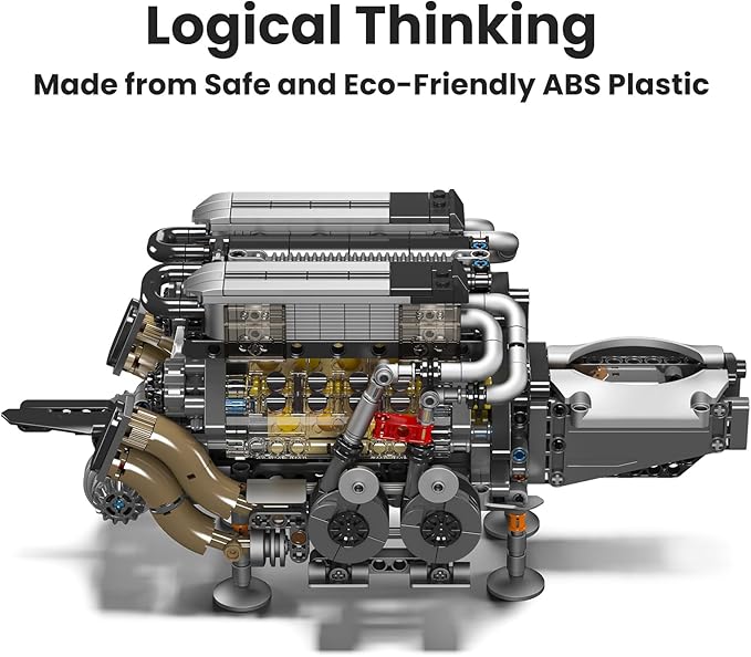 Mould King W16 Engine Toys Building Sets, Model Engine Kit for Adults, V8 Mini Engine Scale Model with Motor, 10131 STEM DIY Building Kits That Works, Blocks for Adults Boys Kids Aged 14+(952 Pieces)