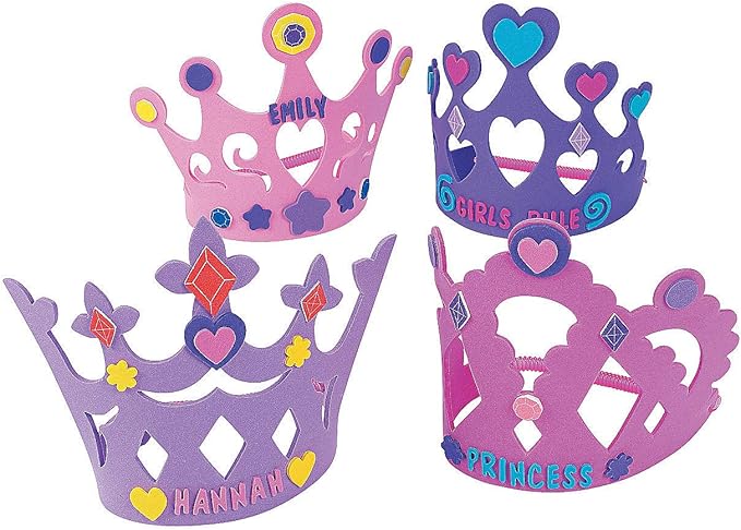 DIY Foam Princess Crown Kits - Makes 12 Tiara Crowns - Party Crafts and Activity Kits for Kids