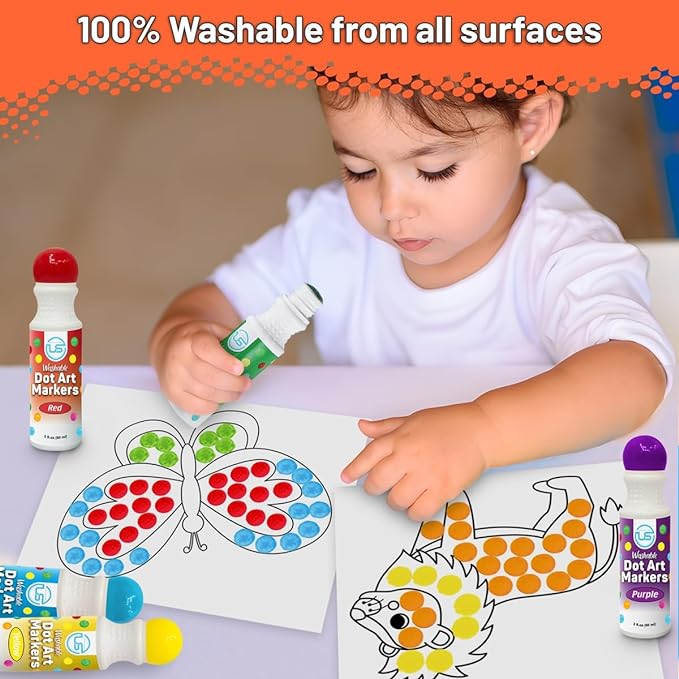 Dot Markers, Bingo Daubers, Washable 8 Colors Dot Markers for Toddlers and Kids Dot Art. Toddler arts and crafts