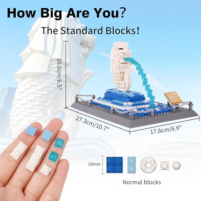 Oichy Merlion Building Blocks Set, 503 PCS Creative Toy Building Sets, World Famous Architecture Model Kits for Adults and Kids