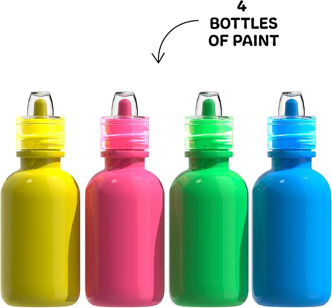 Discovery™ 3D Neon Spin Motorized Art Station – Includes Spin Art Machine, 3D Glasses, Neon Paints, Templates, Paper| Arts and Crafts for Kids| Art Supplies Painting Set Activity Kit for Boys & Girls