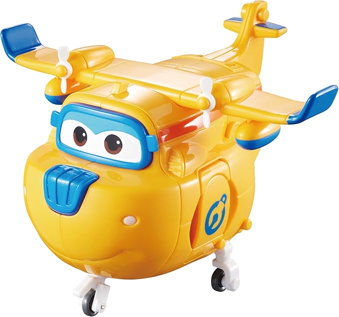 Super Wings - 5' Transforming Donnie Airplane Toys Vehicle Action Figure Plane to Robot,Suitable 3 4 5 year old Kids Fun Flying Toy Plane for Preschool Play and Birthday Gifts,Yellow