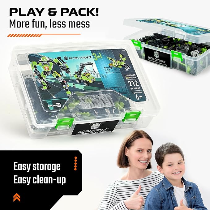 JITTERYGIT Mech Buildable Robot Glow in The Dark STEM Action Figure Toy Set, Cool Space Super Hero Christmas Birthday Gift, Xmas 3 in 1 Present DIY for Boys, Girls, Teen 6 7 8 9 10 Year Olds