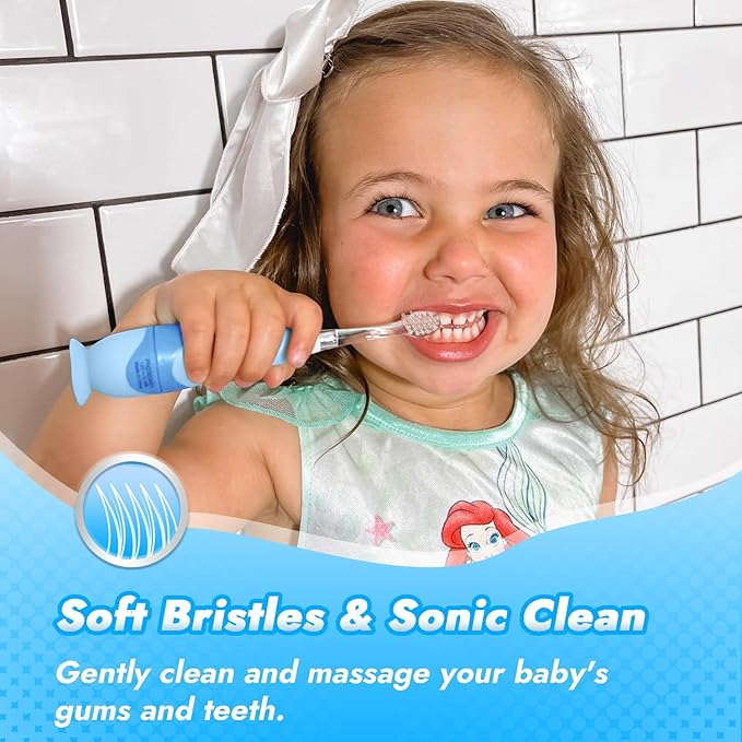 Papablic Toddler Sonic Electric Toothbrush for Ages 1-3 Years, Baby Electric Toothbrush with Cute Penguin Cover and Smart LED Timer, 2 Brush Heads (Pippin)