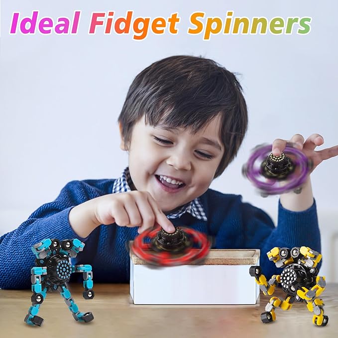 Valentines Dday Stcoking Stuffer Gifts Fidget Spinners for Kids and Adults Stress Relief Sensory Fidget Toys for Boys and Girls Fingertip Gyros for ADHD Autism for Kids 2 Pcs