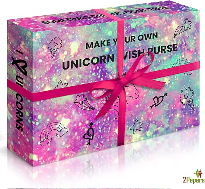 Make Your Own Unicorn Purse Kit, Arts and Crafts for Kids, DIY Unicorns Gifts for Girls Ages 3 4 5 6 7 8 Years and Up (No Sewing Needed), Magical Unicorn Toy Bag, Creative Girl's Project.