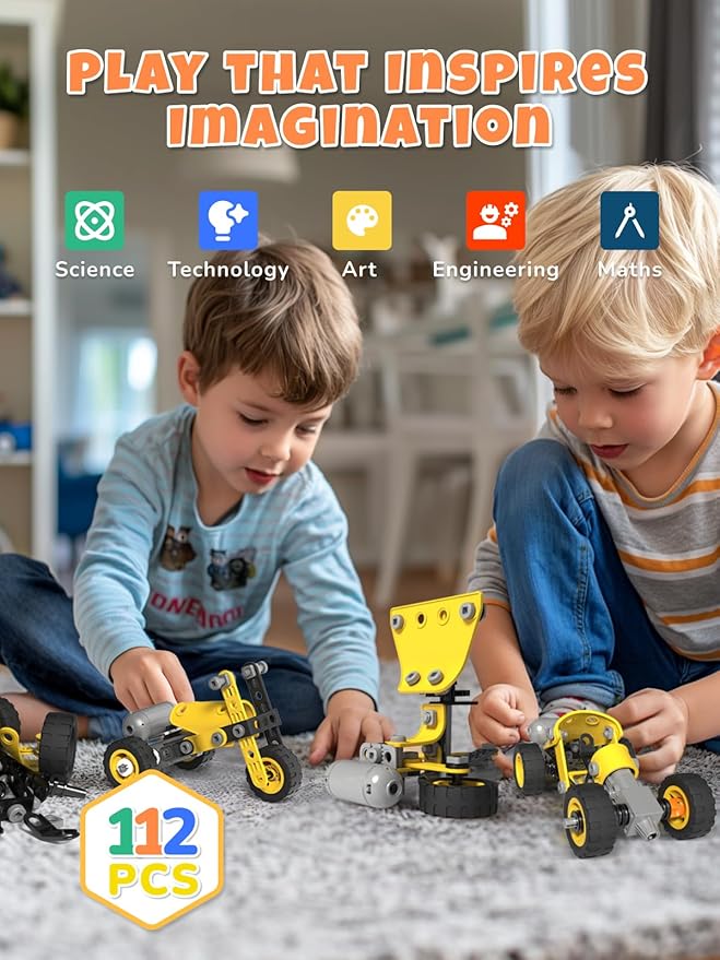 STEM Toys for 5 6 7 8+ Year Old Boy,10 in 1 Electric Building Toys for Kids Ages 4-8 5-7 6-8, Educational Construction Science Kit for Boys 4-6 8-10, Creative Activities Birthday Valentine Idea Gift