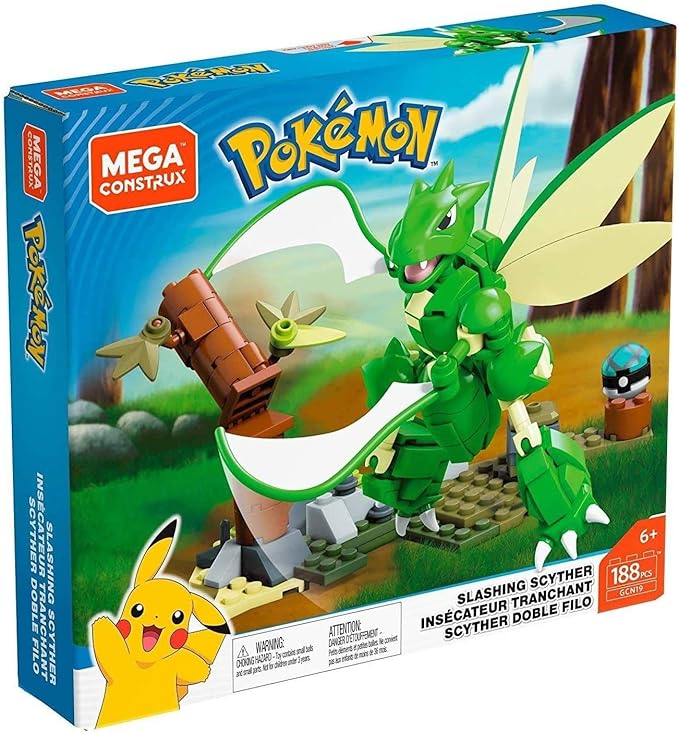 Mega Construx Pokemon Slashing Scyther Construction Set with Character Figures, Building Toys for Kids (188 Pieces)